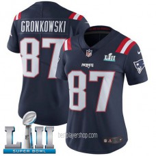 Womens New England Patriots #87 Rob Gronkowski Limited Navy Blue Super Bowl Rush Vapor Jersey Bestplayer